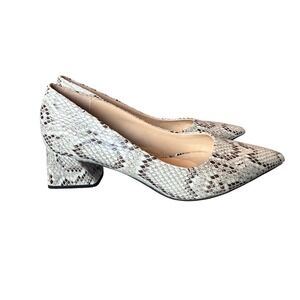 Franco Sarto‎ Romi Snake Print Block Heel Pointed Toe Pumps Womens Size 8M
